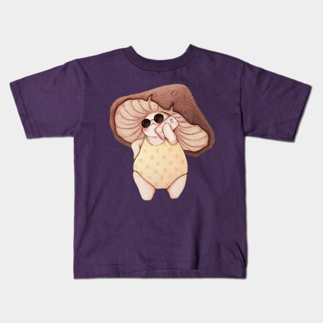 Beach Mushroom Kids T-Shirt by fairydropart